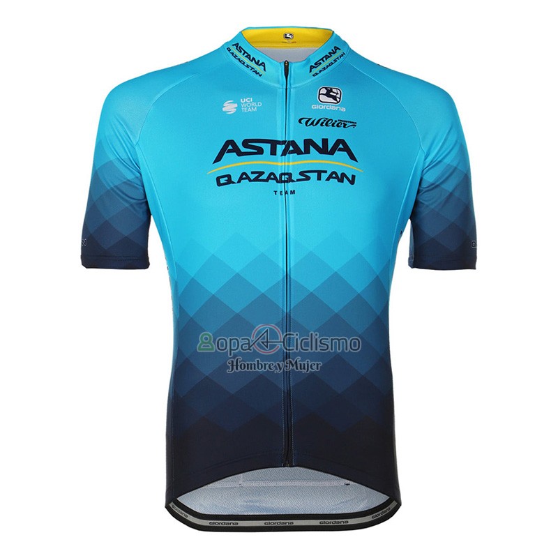 Astana Qazaqstan Team Ropa Ciclismo Culotte Corto 2023 Mangas Cortas Profundo Azul